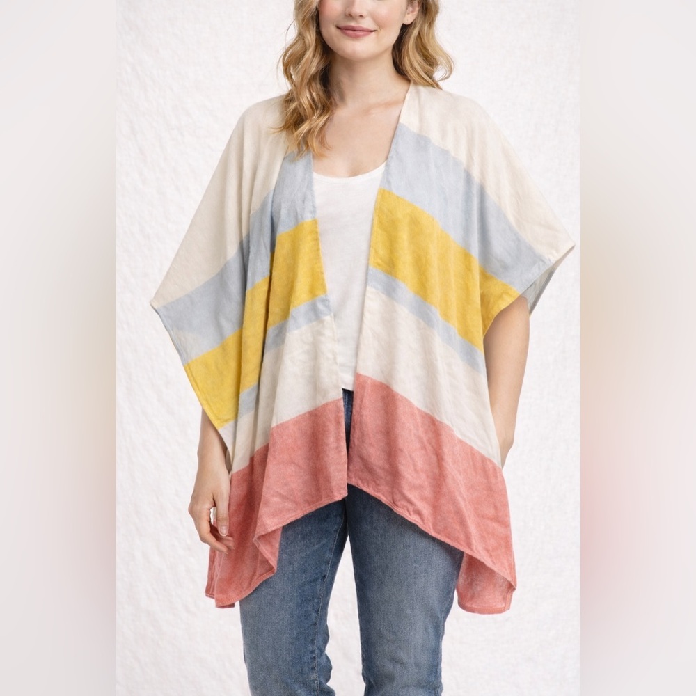 Mer Sea Travel Wrap Poncho Shawl Striped Women’s One size Coastal Beach